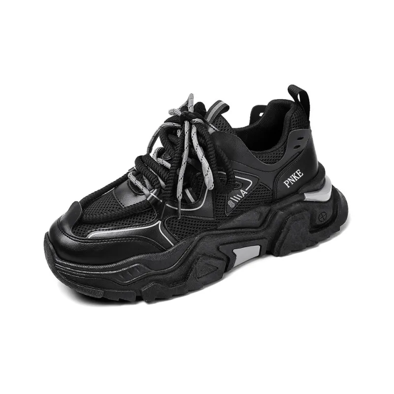 PNKE Anti-Slip Wear-Resistant Breathable Height Increasing Low-Top Chunky Sneakers Men's White Green-7