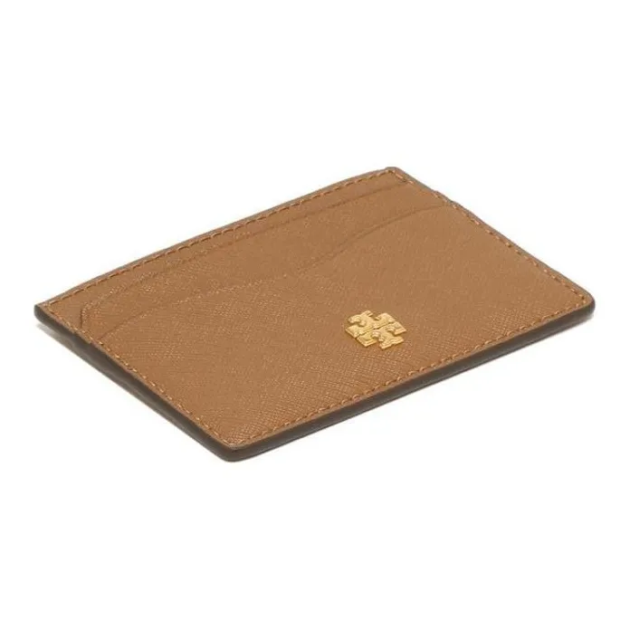 TORY BURCH Emerson Leather Card Holder Women's Brown-2