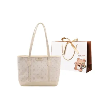 ERANGBEAR PU Leather Tote Bag Shopping Bag Shoulder Bag Regular Women's White/Pink/Green