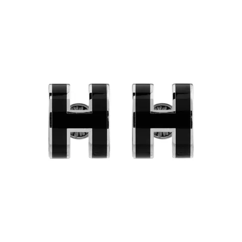 HERMES Stud Earrings Women's Black