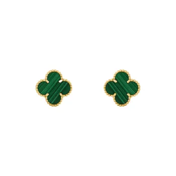 Van Cleef & Arpels Alhambra Four Leaf Lucky Series 18K Gold Stud Earrings Women's