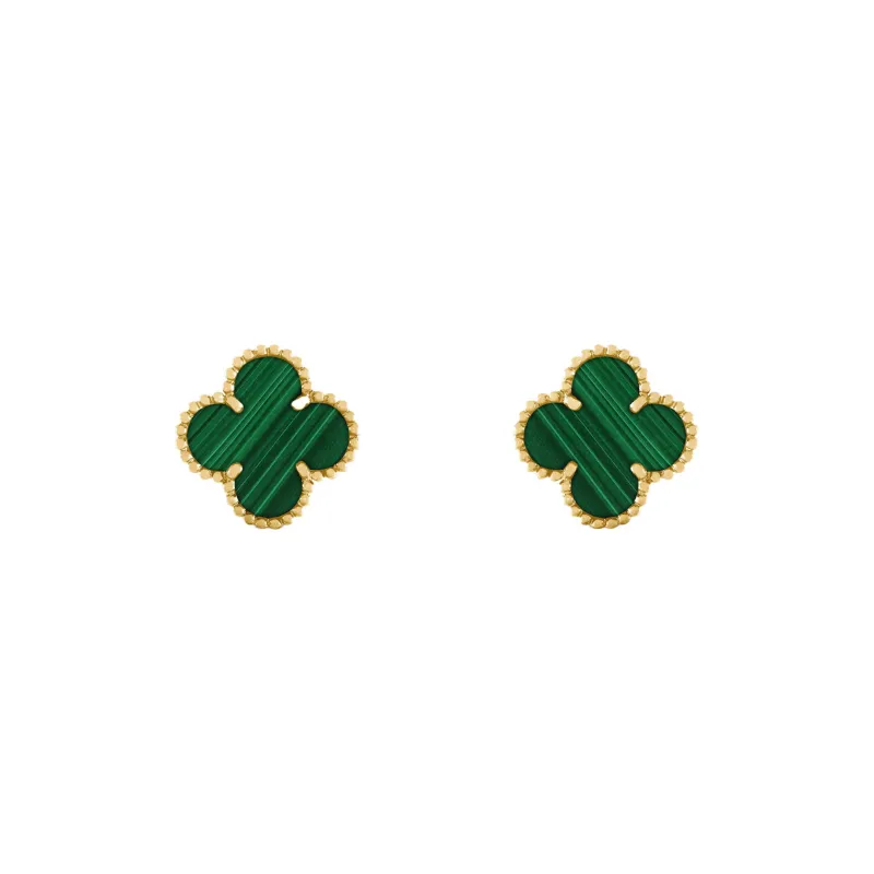 Van Cleef & Arpels Alhambra Four Leaf Lucky Series 18K Gold Stud Earrings Women's-0