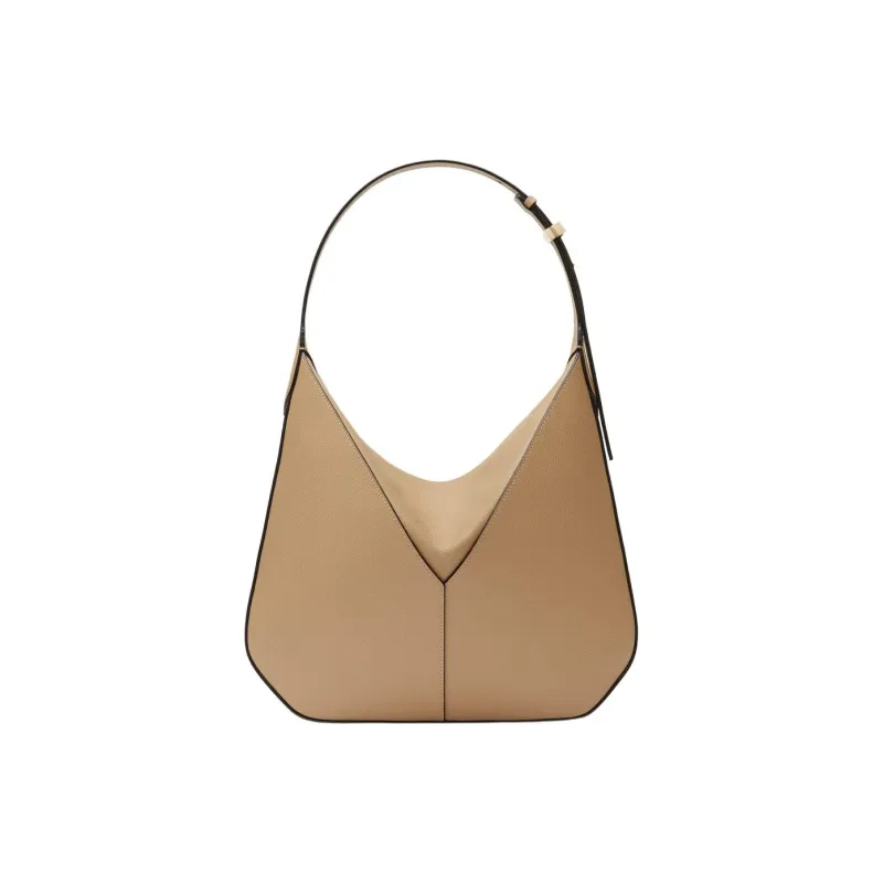 Valextra Millepunte Soft Calfskin Hobo Bag Handbag Shoulder Bag Women's Beige-2
