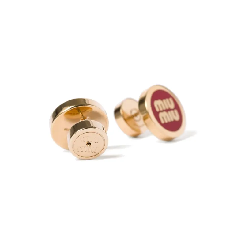 MIU MIU Logo lettering Stud Earrings-1