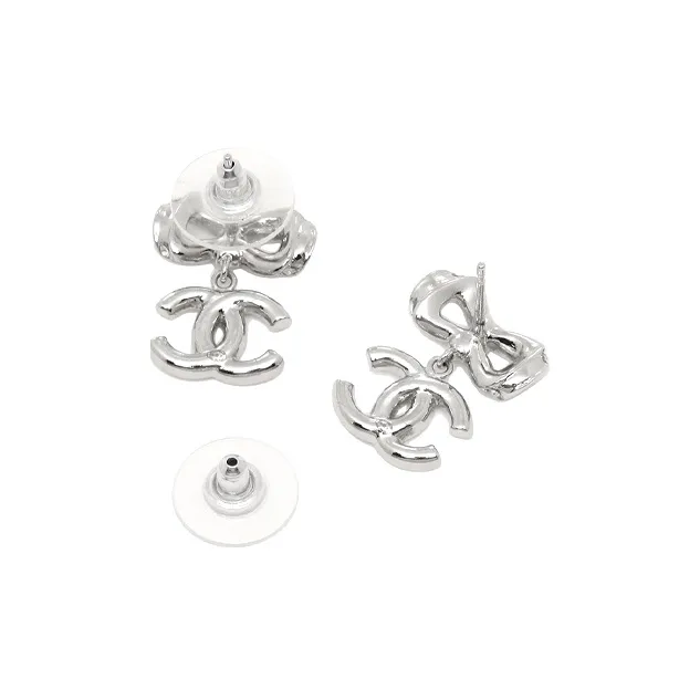 CHANEL Stud Earrings Women's Silver-1