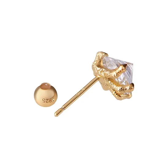 APORRO 925 Sterling Silver Dragon Claw Stud Earrings Unisex Plated 18K White Gold/14K Gold-9