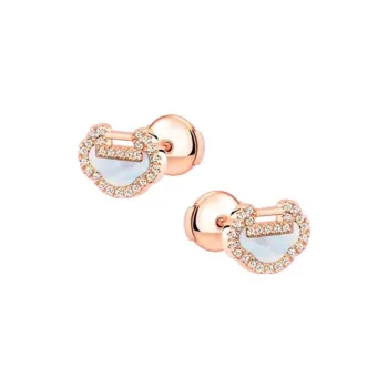 Qeelin 18K Rose Gold Mother Of Pearl, Diamond 0.14 Carat Stud Earrings Women's