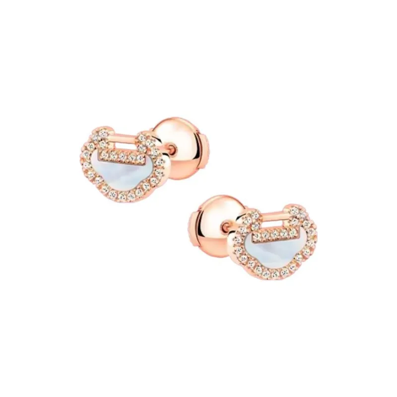 Qeelin 18K Rose Gold Mother Of Pearl, Diamond 0.14 Carat Stud Earrings Women's-0