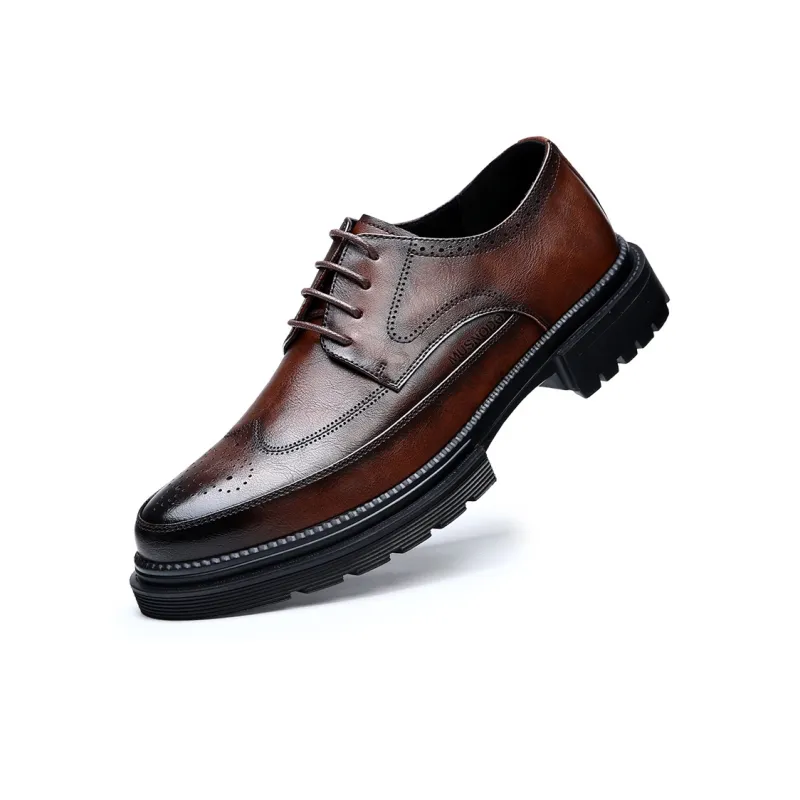 MUSNODO Dress Shoes Men Low Top Black/Brown-7