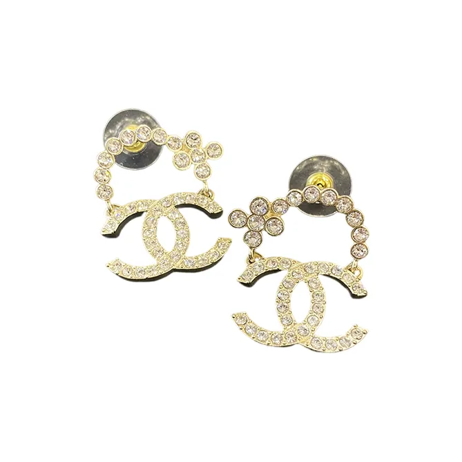 CHANEL Stud Earrings Women's Gold-0