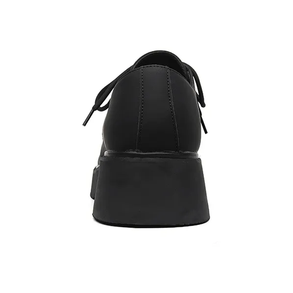 Dounkol Get Cool Abrasion Resistant Height Increasing Low Top Chunky Derby Shoes Unisex Black Samurai Color-3
