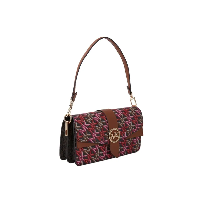 MICHAEL KORS Greenwich Artificial Leather Baguette Shoulder Bag Women's Brown & Red-2