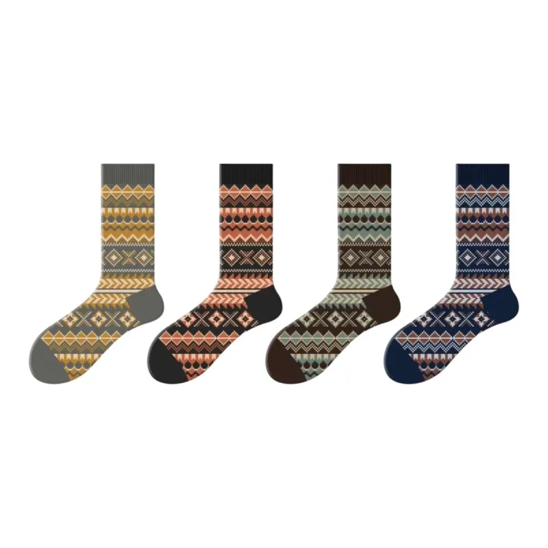 Thirteen day Season Mid Calf Socks Unisex 4 Pack Mixed Color-0