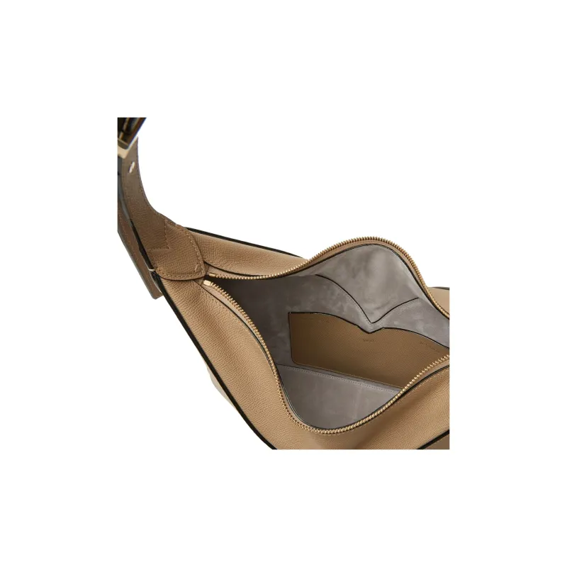 Valextra Millepunte Soft Calfskin Hobo Bag Handbag Shoulder Bag Women's Beige-3