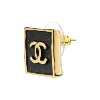 CHANEL Square Stud Earrings Women's