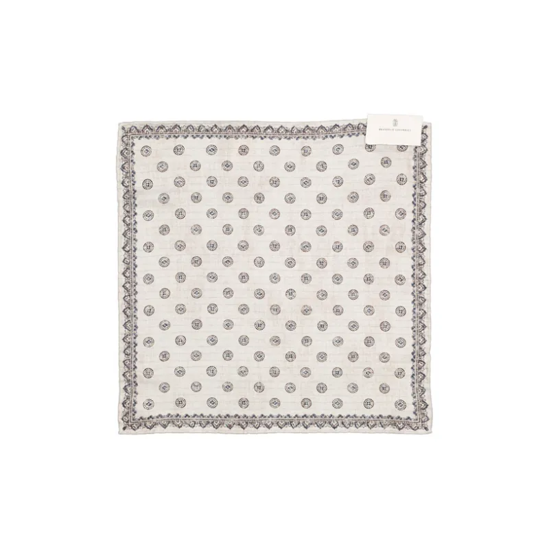 Brunello Cucinelli Geometric-Printed Finished Edge Pocket Square-0