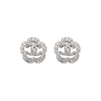 CHANEL Metal, Rhinestone Stud Earrings Women's