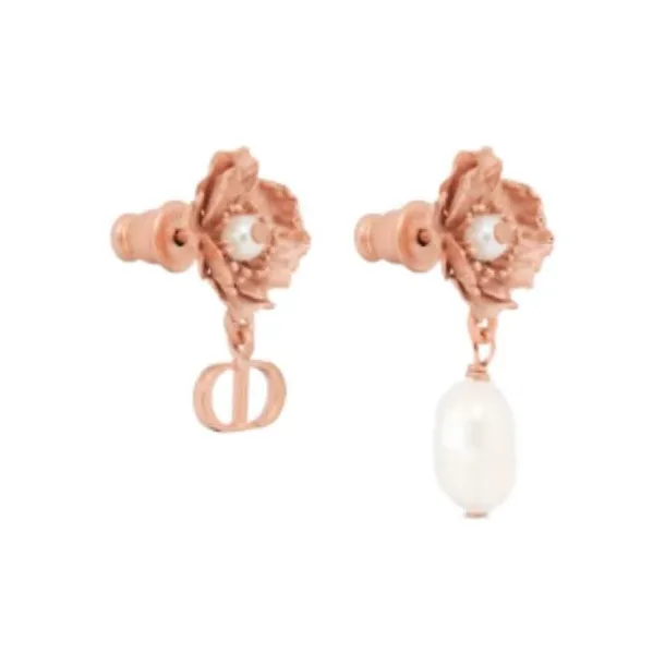 DIOR Metal Stud Earrings Women's Pink-2
