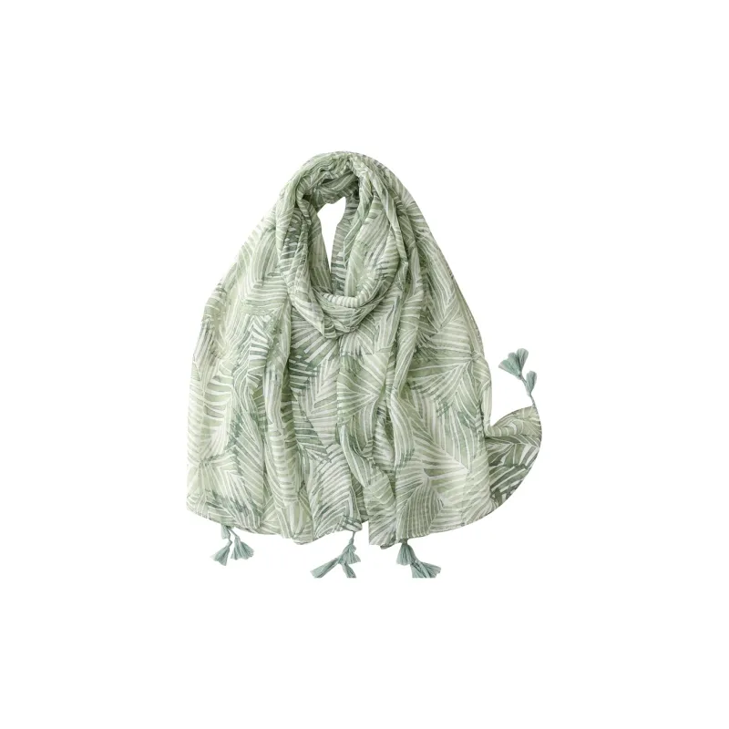 Eucalyptus Ornamentation Silk Scarves Women's-0
