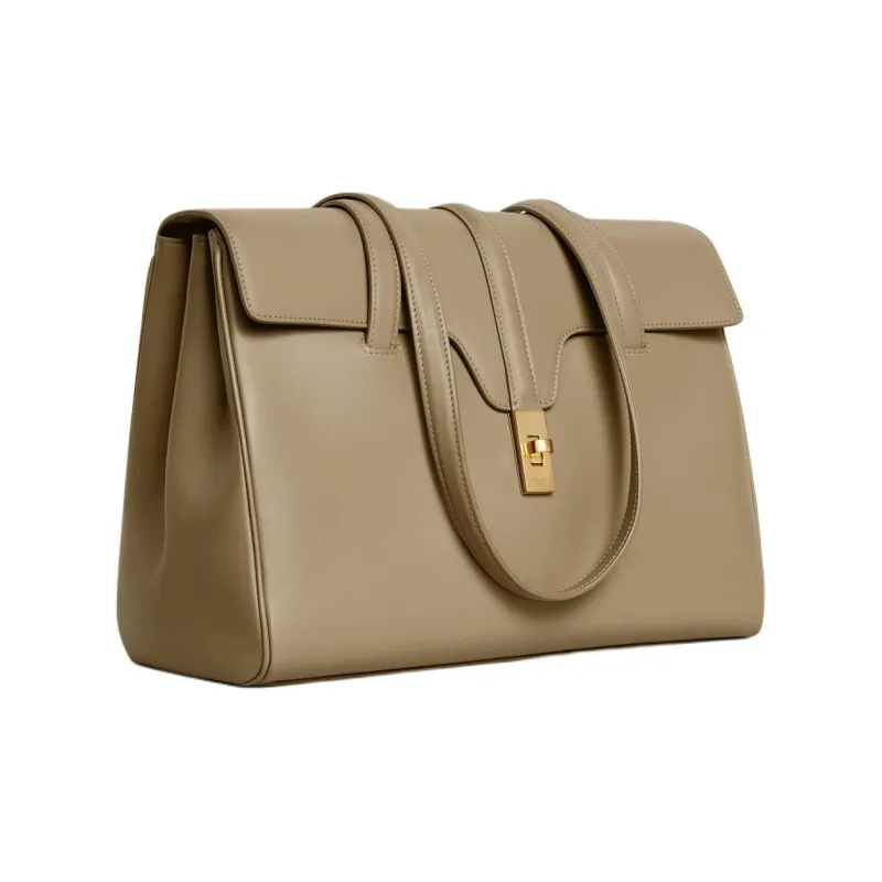 CELINE 16 Smooth Cow Leather Handbag Shoulder Bag Women's Dark Brown Black-2