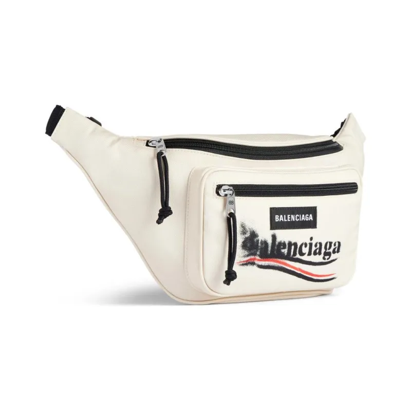 Balenciaga Explorer Recycled Nylon Fanny Pack Men's Light Beige-1