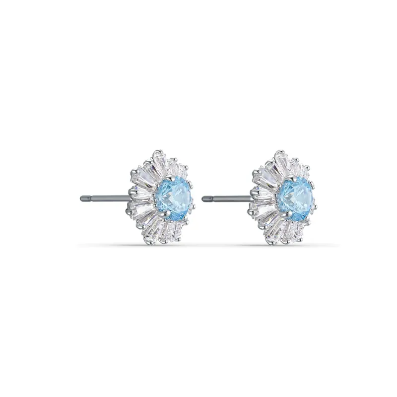 Swarovski Faux Crystal Stone Stud Earrings Women's Blue-1