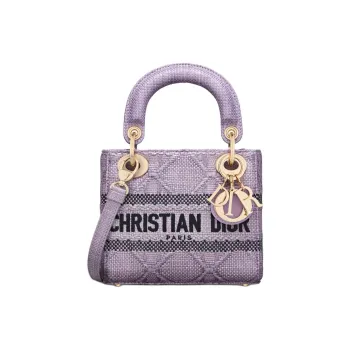 DIOR Lady D-Lite Raffia Fiber Dior Bag Shoulder Bag Crossbody Bag Handbag Mini Women's Light Purple