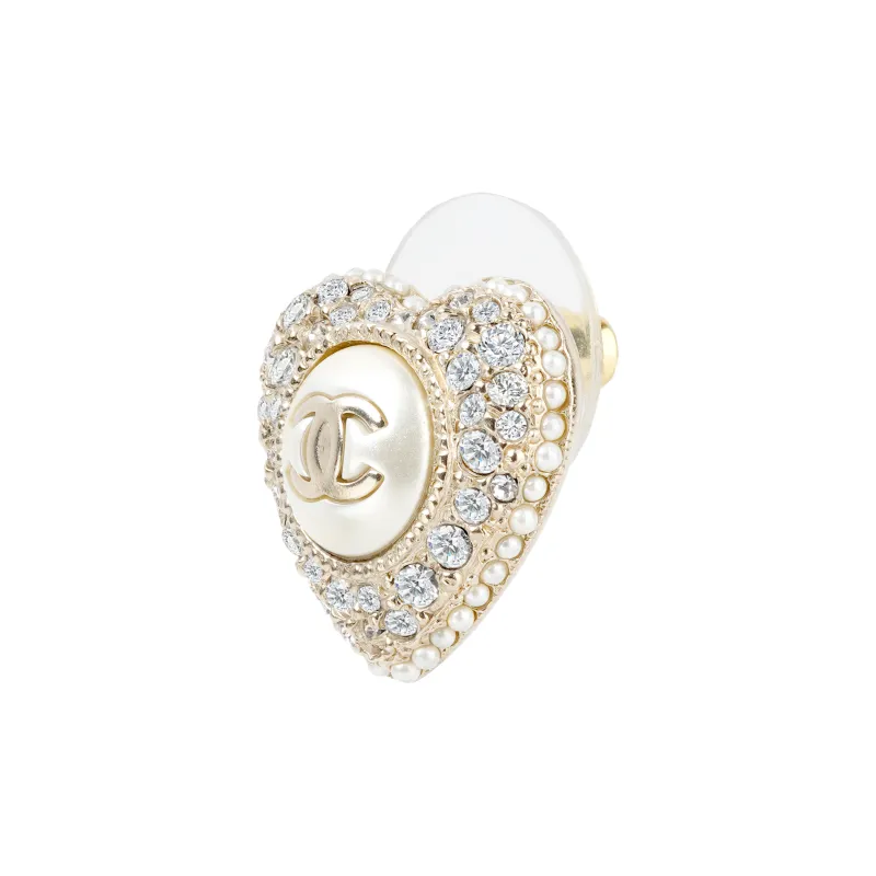 CHANEL CC Stud Earrings Women's Gold-2