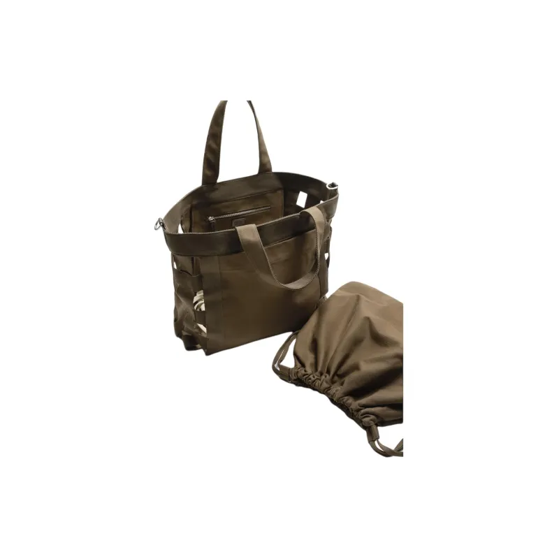 ZARA Polyester Tote Bag Shopping Bag Shoulder Bag Handbag Men's Khaki Green-3