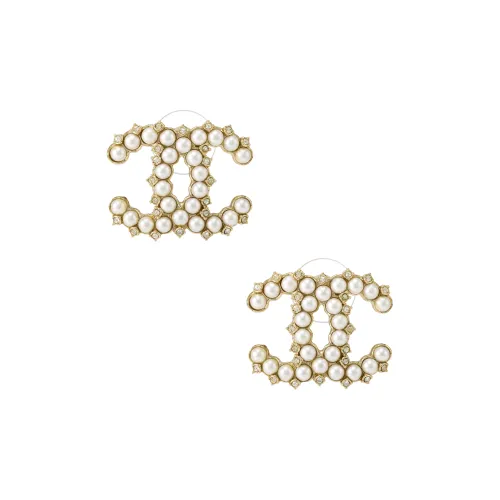 CHANEL Stud Earrings Women's Gold