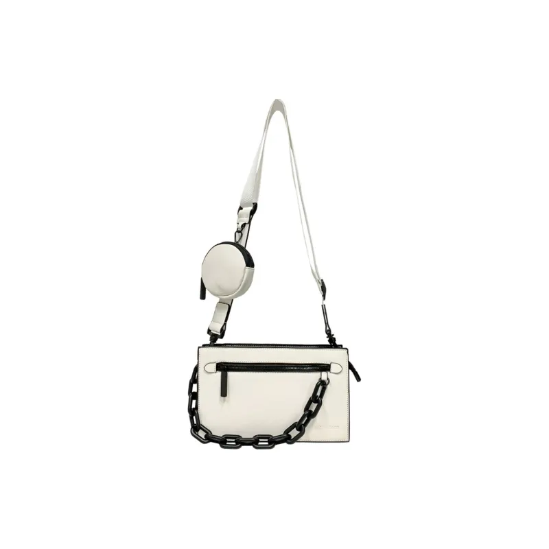 Slazenger PU Urban Techwear Double Chain Bag Camera Bag Crossbody Bag Small Size Unisex Black Gray White Cyan-1
