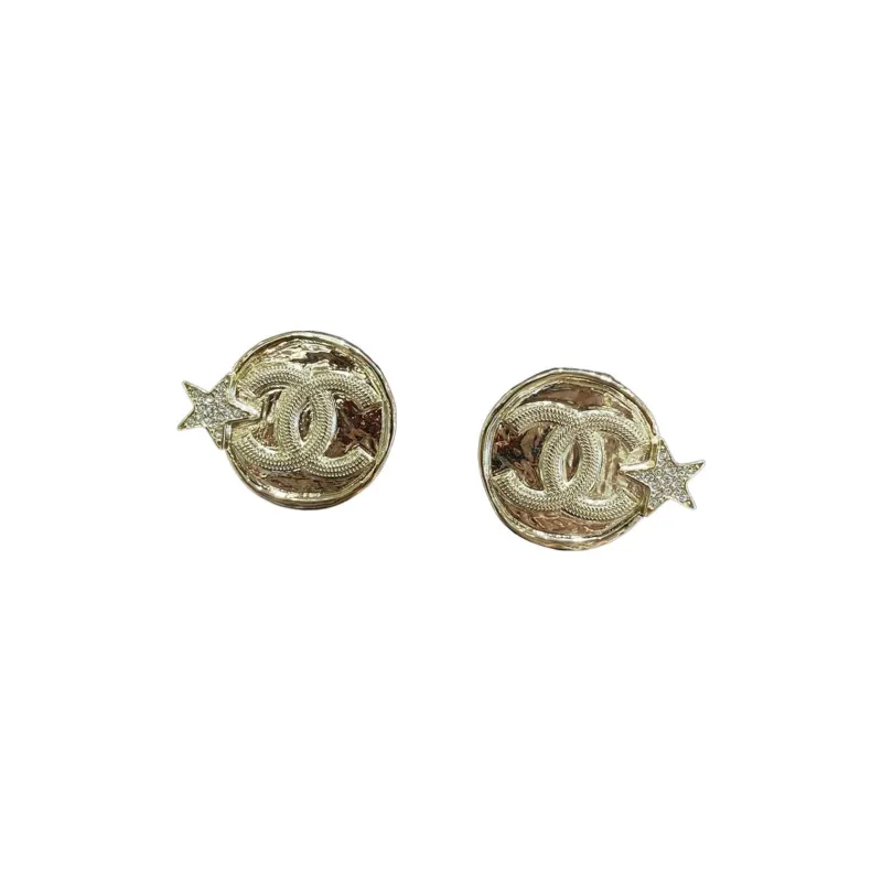CHANEL Stud Earrings Women's Gold-1