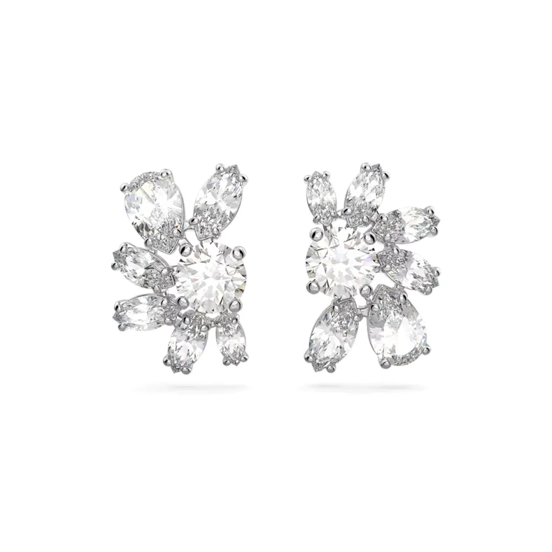 Swarovski Gema Rhodium Plated Stud Earrings Women's-0