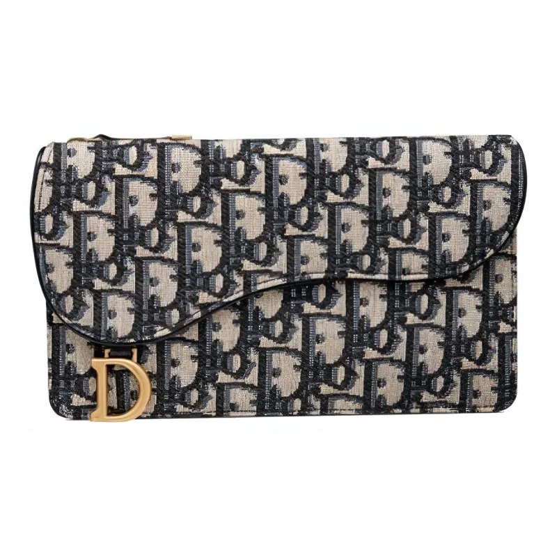 DIOR Canvas Bag Card Holder, Wallet Unisex Brown-0