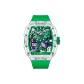 Transparent Case Green Dial Green Rubber Strap