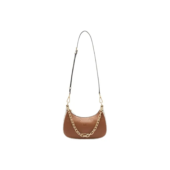 MICHAEL KORS Patchwork Leather Shoulder Bag, Portable Crossbody Shoulder Bag Medium Size Women's Pink/Gray/Brown-8