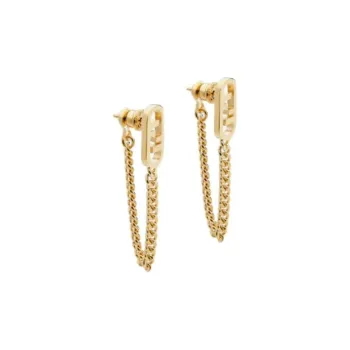 FENDI Brass Earrings Women's Gold