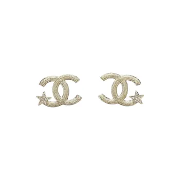 CHANEL Gold Plated Stud Earrings Women's Gold