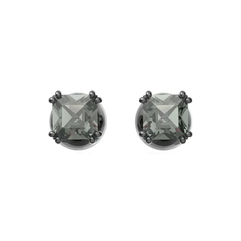 Swarovski Millenia Rhodium Plated, Faux Crystal Stud Earrings Women's Black-0
