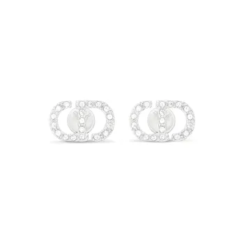 DIOR Metal, Crystal Stud Earrings Women's Silver