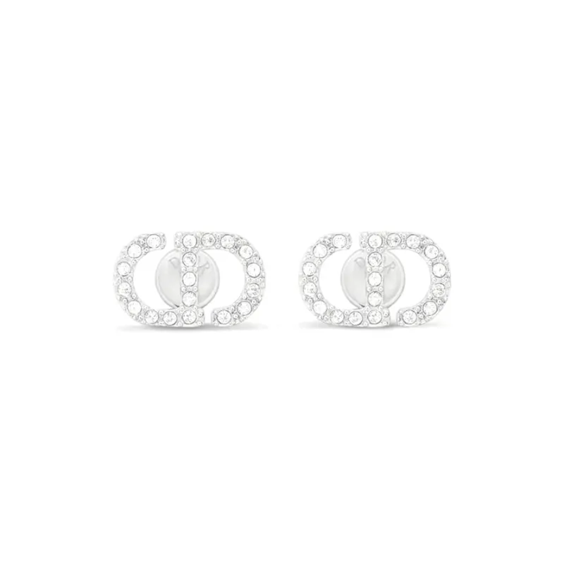 DIOR Metal, Crystal Stud Earrings Women's Silver-0