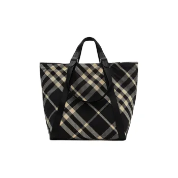 Burberry Leather Tote Bag, Shopping Bag, Handbag Women's Black & White