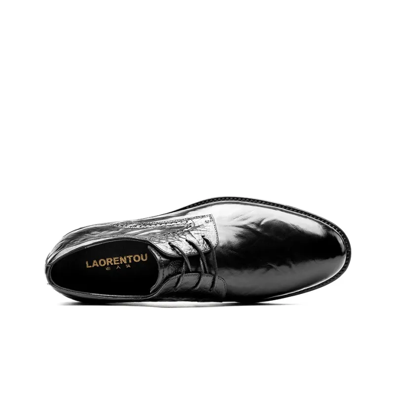 LAORENTOU Dress Shoes Men Low Top Black/Brown-4