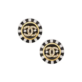 CHANEL Round Cc Logo Earrings