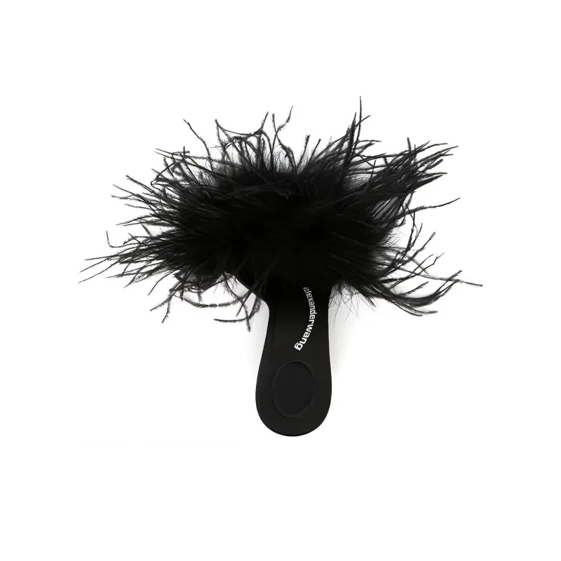 Alexander Wang Julie Slide Slippers 10cm Women's Black-4