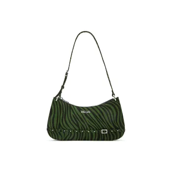 Staccato Fabric Shoulder Bag Medium Size Women's Open Country Green Black