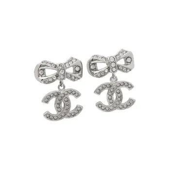 CHANEL Stud Earrings Women's Silver