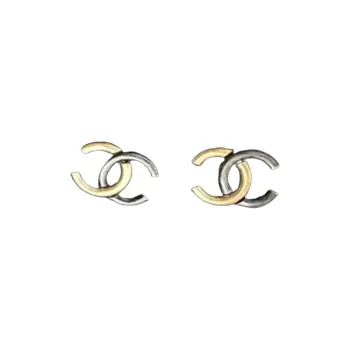 CHANEL Metal Stud Earrings Women's Gold