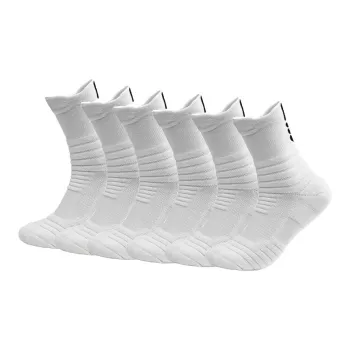 Ledomoda Basketball Socks Men's 6 Pack White