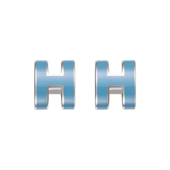 HERMES Palladium Plated Stud Earrings Unisex Silver